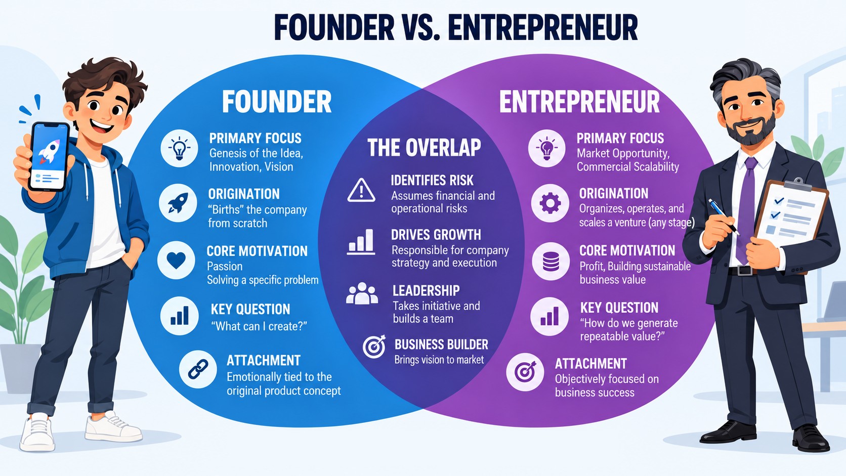 Founder vs. Entrepreneur: Understanding the Differences in Roles, Mindsets, and Business Growth